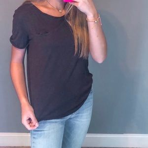 h&m basics dark burgundy pocket tee